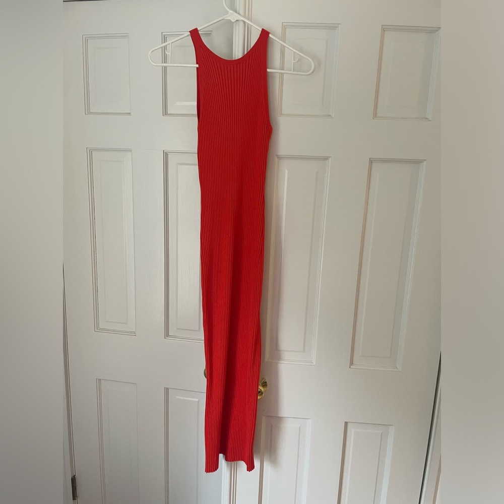 H&M Knit Bodycon Midi Dress Red/Orange
